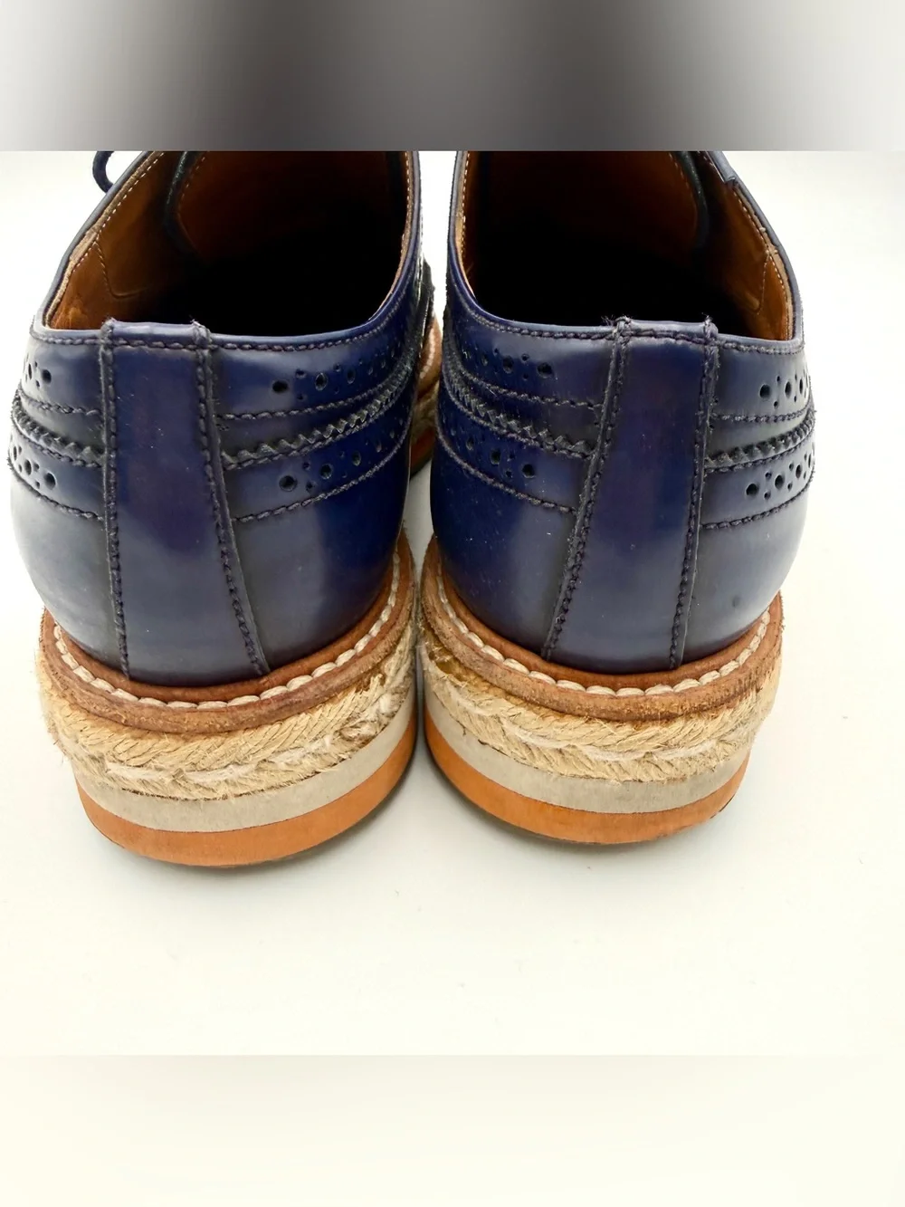 Prada Navy Blue Platform Leather Wingtip Brogue Oxford Women’s 38 Creeper Shoes